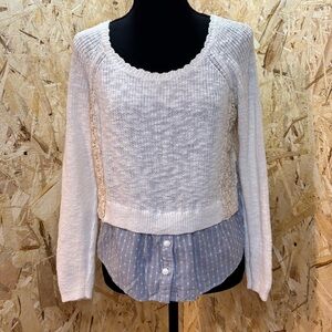 Moth Anthropologie 100% Cotton Layered Knit Top M P | Cottagecore Coastal Chic